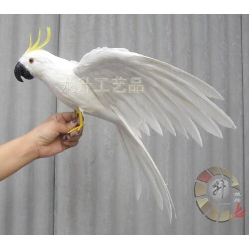 Large 43x50cm spreading wings white feathers Cockatoo parrot bird model home decoration Christmas gift h1112