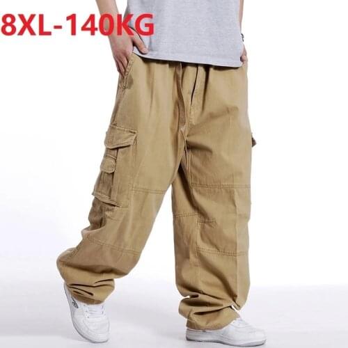 Size 8XL 135KG spring winter Men thick cargo pants safari style Hip hop Skateboard pants pants high street dance big pants