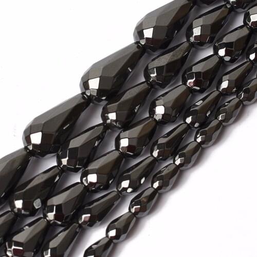Natural water drop Faceted Black Hematite Beads For Jewelry Making 15 inch 5x8mm/6x12mm/8x12mm/8x16mm/10x12mm Bracelet Necklace