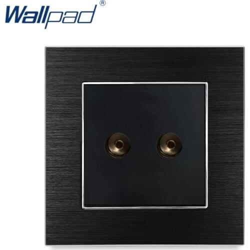 Dual Television Socket Wallpad Luxury Satin Metal Panel 2 TV Electric Wall Socket Electrical Outlets For Home