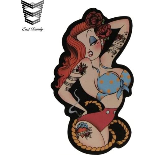 EARLFAMILY 13cm X 7.3cm Tattoo Sexy Hottie Girl Princess Punk Style Skateboard Decal Vinyl Car Sticker Motor Auto Decor Graphics