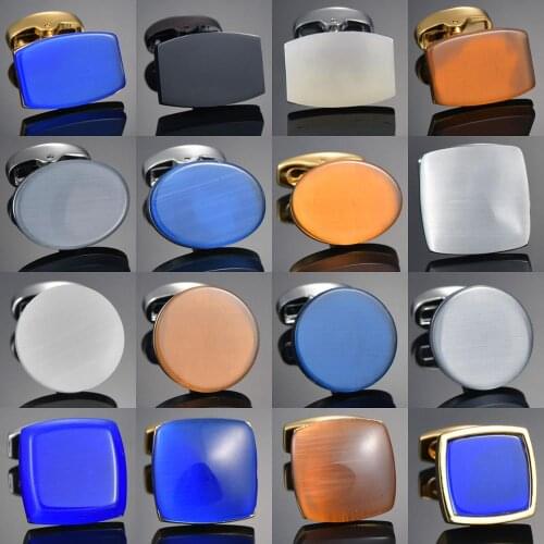Quality Unique Design French Cufflinks for mens Natural Stones Cats Eyes Luxury Cuff Links for Wedding