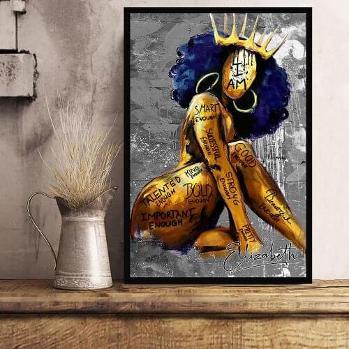 Canvas Painting Black King and Queen Definition Quote Posters Prints Bedroom Melanin Wall Art Black Beauty Home Decor No Frame