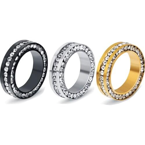 Best Selling 316l Stainless Steel Engagement Ring Fashion Women Crystal Wedding Rings Jewelry Wholesale