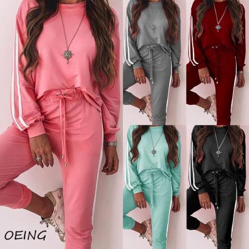 2021 Fashion Jogging Suits for Women Stripe Tracksuit Sport Fitness Two Piece Sets Outfits