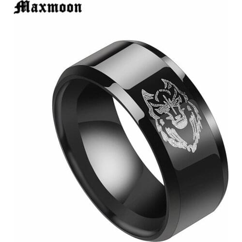 Maxmoon Mens Fashion Stainless Steel Jewelry Cool Animal Lion Head Ring Punk Personality product for man