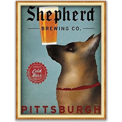 Animal German Shepherd DIY Cross Stitch Embroidery 11CT Kits Needlework Craft Set Cotton Thread Printed Canvas Home Decoration