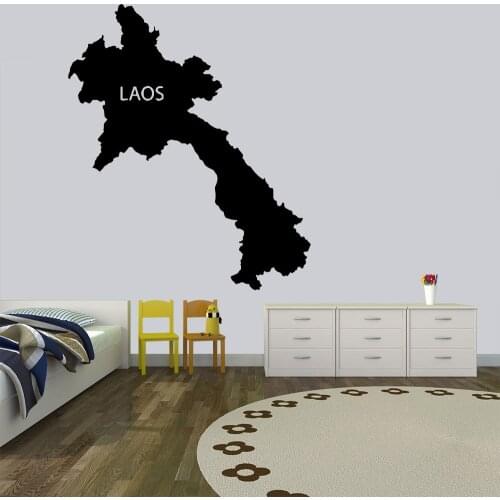 Creative Map Laos Wall Sticker Removable Self Wallpaper Adhesive Watercolo Living Room Childrens Room Wall Decoration