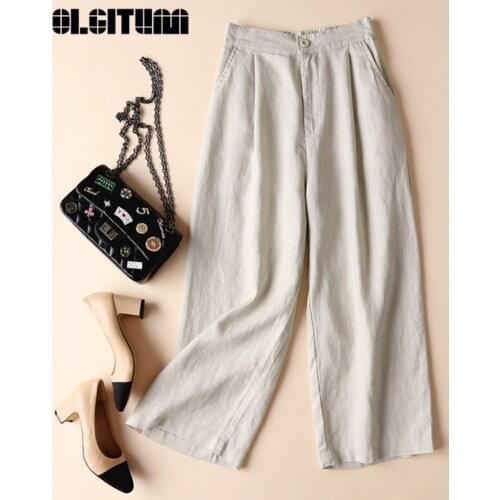 Женские льняные брюки OLGITUM China At AliExpress