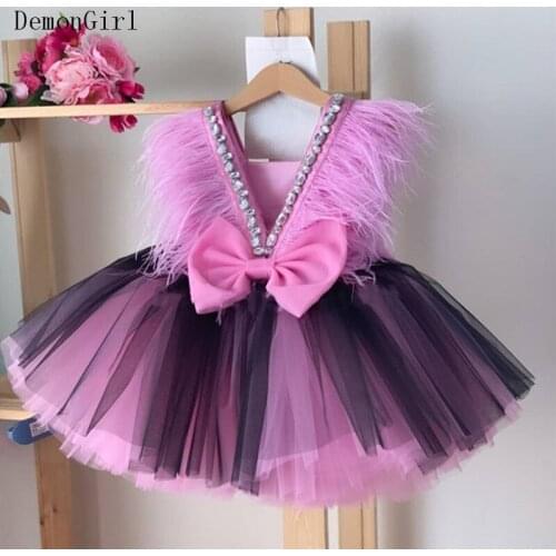 Girls Dresses Summer Kids Princess Dress V-Back Kids Clothes Bow Back Toddler Girl Birthday Dresses 9M 12M 24M