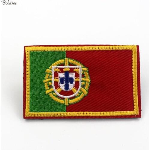 Portugal Flag Patch with Hook Loop Embroidered Portuguese Banner Badges Armband Stick on Backpack Cap Uniform Decoration