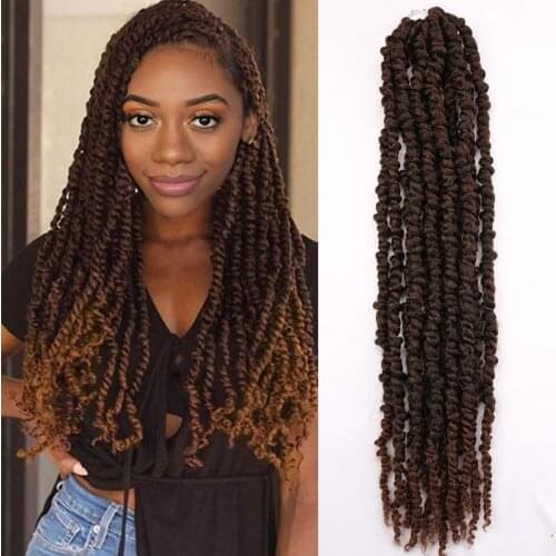 Pre-twisted Spring Twist Crochet Hair 20Inches Ombre Synthetic Passion Twist Crochet Braiding Hair Afro Bomb Hair Extensions
