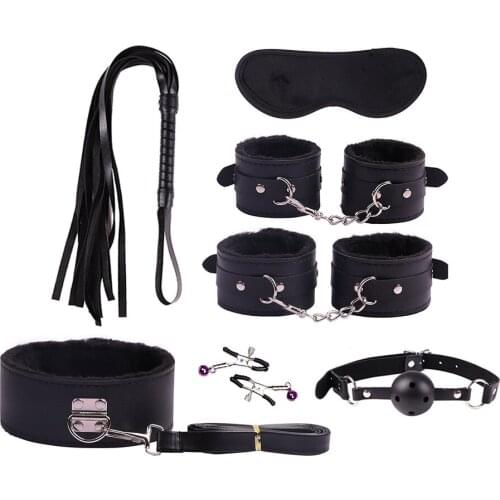 Dropshipping Adult Sex Toy for Couples Exotic Accessories BDSM Bondage Set Sexy Lingerie Handcuffs Whip Rope Anal Vibrator