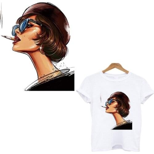 Romantic Girl Heat Transfer Patches Iron On Patches For Clothing T-Shirt Washable Elasticity Heat Press Thermal Sticker