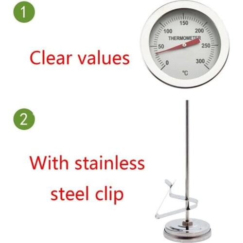 Stainless Steel Probe Thermometer Gauge for BBQ Meat Oil Food Kitchen Oven Cooking Tool Instant Read