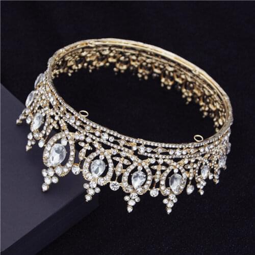 Water Drop Circle Royal Queen King Crowns Bride Diadem Headdress Banquet Tiaras Prom Pageant Party Wedding Crown Hair Jewelry