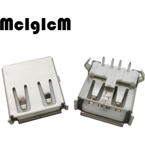 100pcs USB 2.0 4Pin A Type Female Socket Connector 2 Feet 90 Degree Data Transmission Charging Plug Adapter PCB SDA Cable