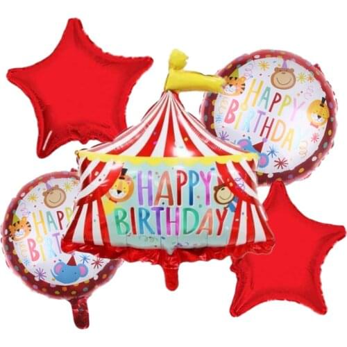 5pcs fiesta animal party happy birthday foil balloon decoration Circus troupe lion kids toy Baby Showers inflate helium Ballon