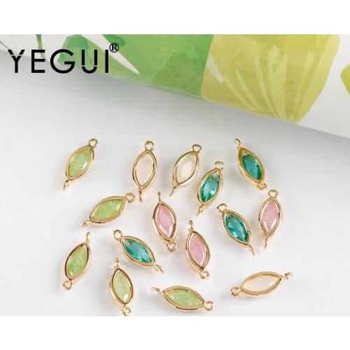 YEGUI M1032,jewelry accessories,18k gold plated,copper metal,zircons,charms,jump rings,diy earrings,jewelry making,10pcs/lot