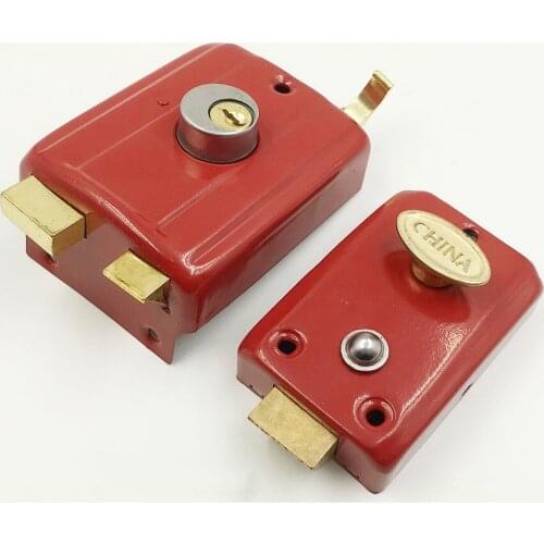 Security Anti-theft Exterior Door Retro Red Locks Multiple Insurance Lock Wooden Door Lock