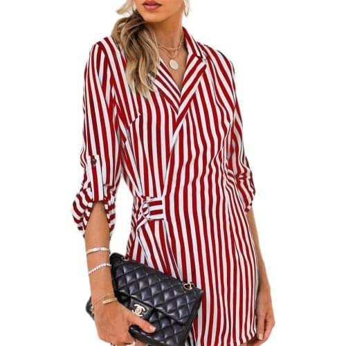 2021 Factory Price Summer New Style Hot Sale European And American Womens Striped Print Lace Long Sleeve Dress