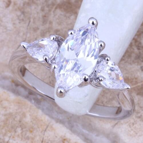 Majestic White CZ Silver Plated Womens Ring Size 5 / 6 / 7 / 8 / 9 R0875