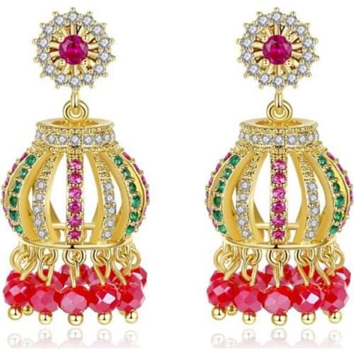 Zlxgirl Bridal Jewelry Trendy Charms Multicolor Cubic Zircon CZ Statement Earrings Korean Elegant Womens Stud Earring