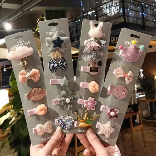 1 set New Cute Flower Princess Hairpin Kids Girls Hair Clips Bows Barrette Accessories for Children Hairclip Ornaments Headdress