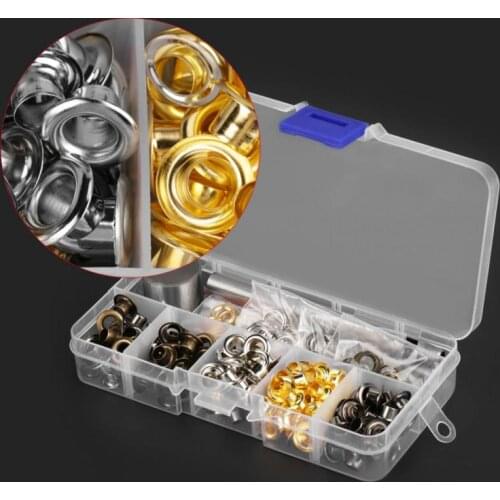 1Box Eyelet Grommet Washer with 3pcs Handwork Fixing Tools Set DIY Craft Clothes Accessories Metal Round Eyelet Grommet Hot Sale