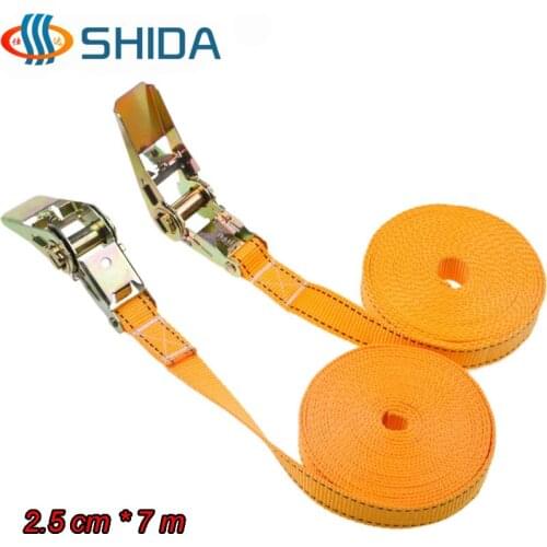 1pcs 2.5cm * 7 Meters 900KG Metal Cargo Lashing Polyester Webbing Straps, Hold Secure Ratchet Tie Down Cam Buckle Winch Strap
