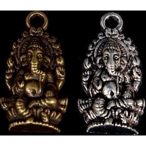 10PCS 14*27mm Vintage Religion Thailand Ganesha Charms Antique Metal Alloy Buddha Charms Jewelry Pendants