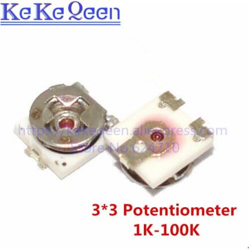 100PCS/LOT 3*3 100R/200R/500R/1K/2K/5K/10K/20K/50K/100K 3X3 SMD Single-loop potentiometer