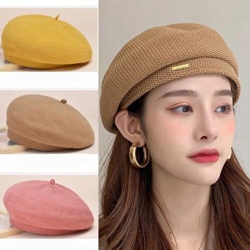 Women Girl Beret French Artist Warm Velvet Autumn Winter Beanie Hat Cap Vintage Beret Hats Solid Color Elegant Lady Winter Caps