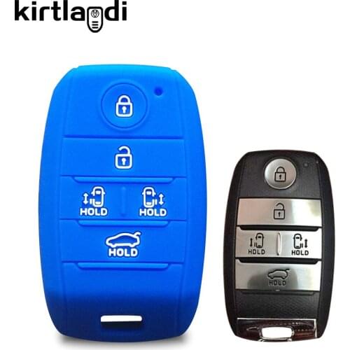 Silicone Key Case Holder for KIA Grand Carnival Sorento Sedona 5 Button Car Key Cover Protection Shell Keyless Jacket Keychain