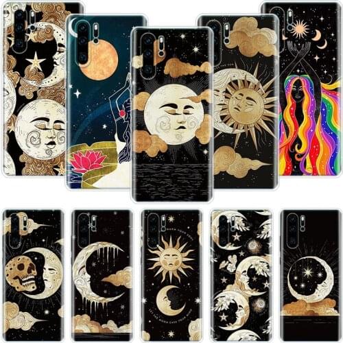 Funny Sun Moon Face Phone Case For Huawei Honor 10 9 20 9X 8A 8X 8S 7A 7X Lite Pro 10i 20i Y5 Y6 Y7 Y9 2019 Cover Coque