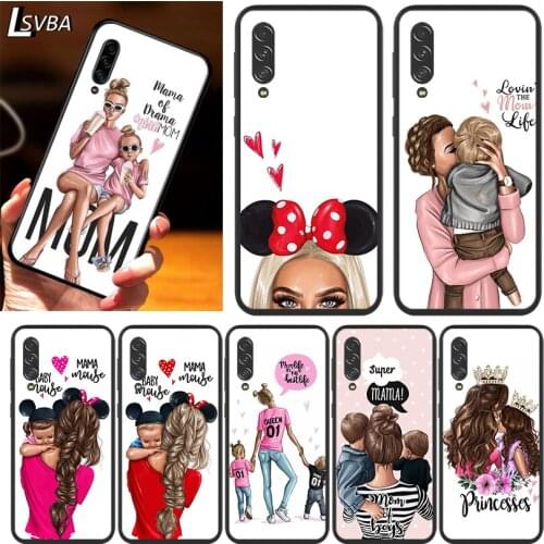 Hot Mom and Baby Girl for Samsung Galaxy A90 A80 A70 A60 A50 A40 A30 A20 A10 M60S M40 M31 M30 M21 M20 M10 Black Phone Case