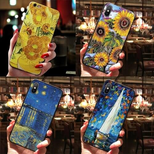 3D Relief Coque For Huawei Mate 10 20 Lite P8 P9 P10 P20 Pro Y6 2017 fundas For Honor 10 8X 6A 7A Pro 9 Lite TPU Van Gogh Case