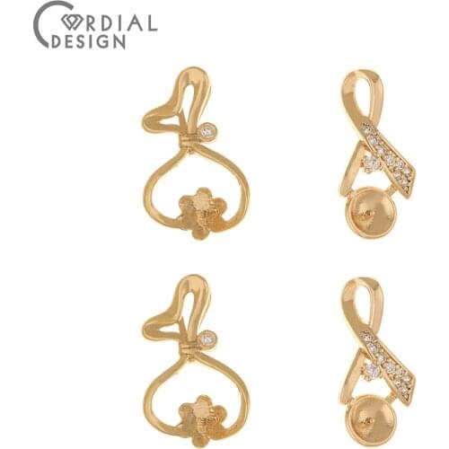Cordial Design 30Pcs CZ Charms/Blank Tray/Pendant/Hand Made/Necklace Findings/Genuine Gold Plating/Jewelry Accessories/DIY