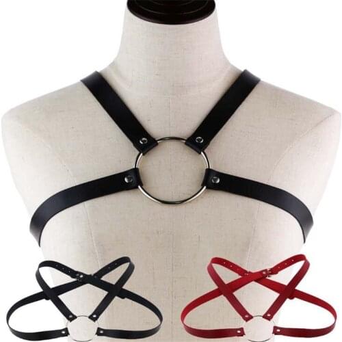 DIEZI Vintage PU leather Harness Sexy Chains body chain Bondage Goth Party bodychain Fashion Festival Jewelry Accessories