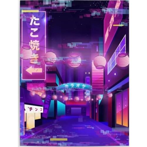 Home Decor Canvas Pictures Tokio Glitch Wall Art Paintings Prints Synthwave Neon City Poster Modular Living Room No Framework