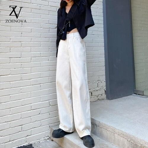 Women Jeans Vintage High Waist Mom Oversize Wide Leg Trousers Baggy White Elegant Streetwear Retro Chic Lady Pants Korean Style