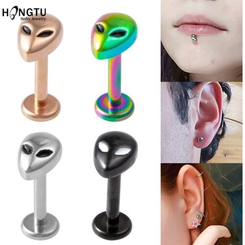 HONGTU Alien Surgical Steel Labret Lip Ring Monroe Studs for Women 16G Ear Cartilage Tragus Helix Stud Ear Piercing Body Jewelry