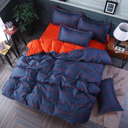 Geometric Plaid Printed 4pcs Girl Boy Kid Bed Cover Set Duvet Cover Adult Child Bed Sheet Pillowcase Comforter Bedding Set 61021