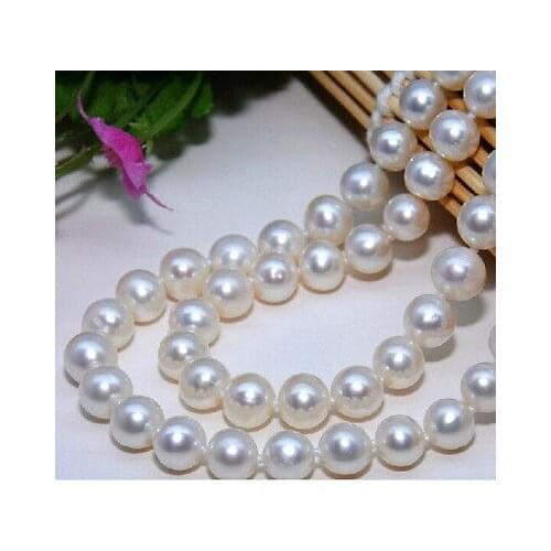 Beautiful elegant 8-9mm real White Akoya Cultured Pearl Necklace 34 "