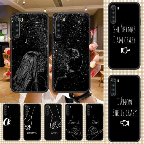 Best Friends Couple Love Phone case For Xiaomi Redmi Note 7 7A 8 8T 9 9A 9S 10 K30 Pro Ultra black luxury funda fashion hoesjes