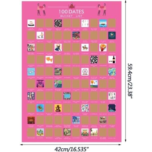 M68E Modern Design 100 Places Poster Premium Quality Couples Print Gift Republic 100 Dates Bucket List Scratch Poster