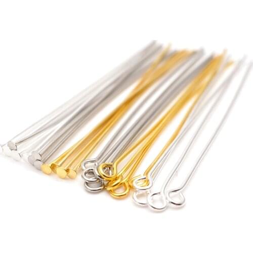 100PCS 2inches (50mm) Copper Flat Head Pins Open Eye Pins For Jewelry Making Basics Findings Accessories