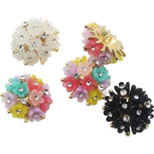 ZMASEY New 5Pcs/Lot Fashion 21mm Metal Buttons Mix Color Shank Button For Clothing Decor DIY Rose Alloy Beautiful Accessories