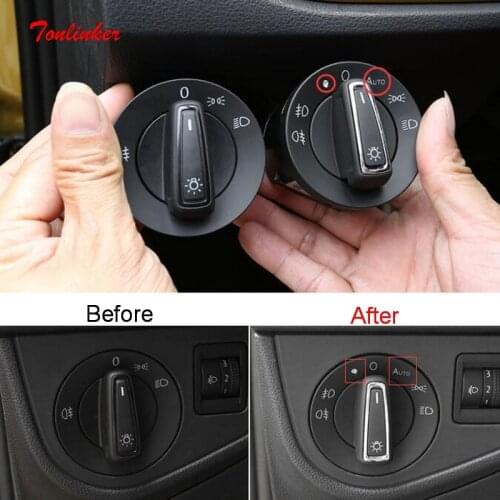 Tonlinker Interior Mouldings Auto headlight Switch Plug Cover Case for Polo 2019 Car Styling 1 PCS ABS Cover Sticker