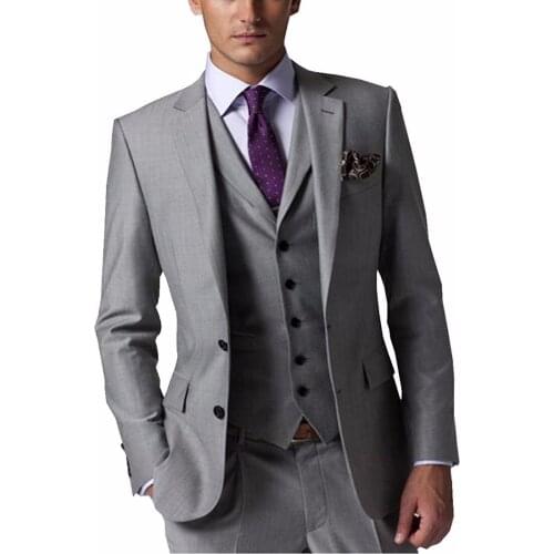 Can Be Custom Made!!! Gentle-Mens Bridegroom Suit Ternos Masculino Slim Fit Grey Men Suit,Terno Masculino Gray Wedding Groom